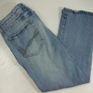 Refuge Distressed Straight Leg Mid Rise Jeans - 9